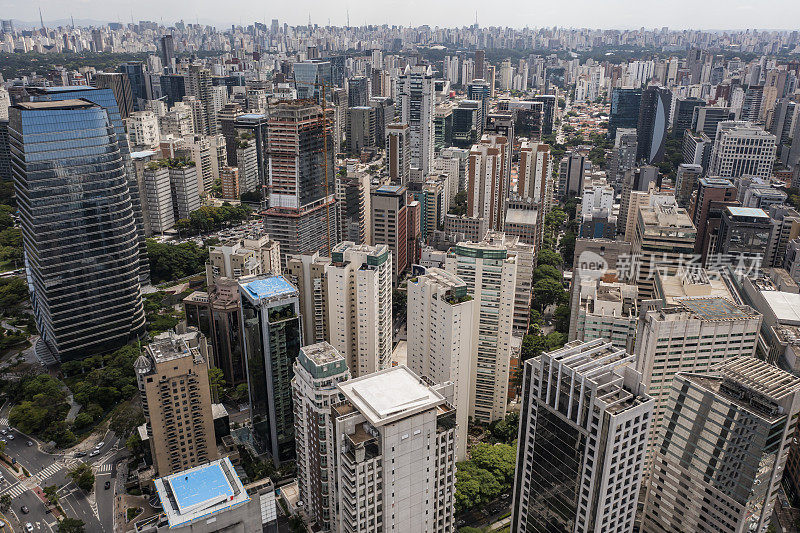 Berrini Avenue Business buildings in a sunny day, São Paulo